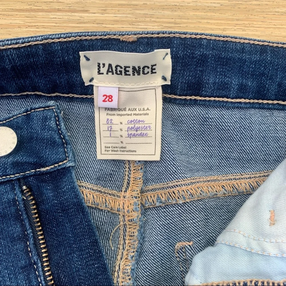 La’gence High Line hi rise skinny medium wash distressed chewed hem women sz 28 - Picture 8 of 10